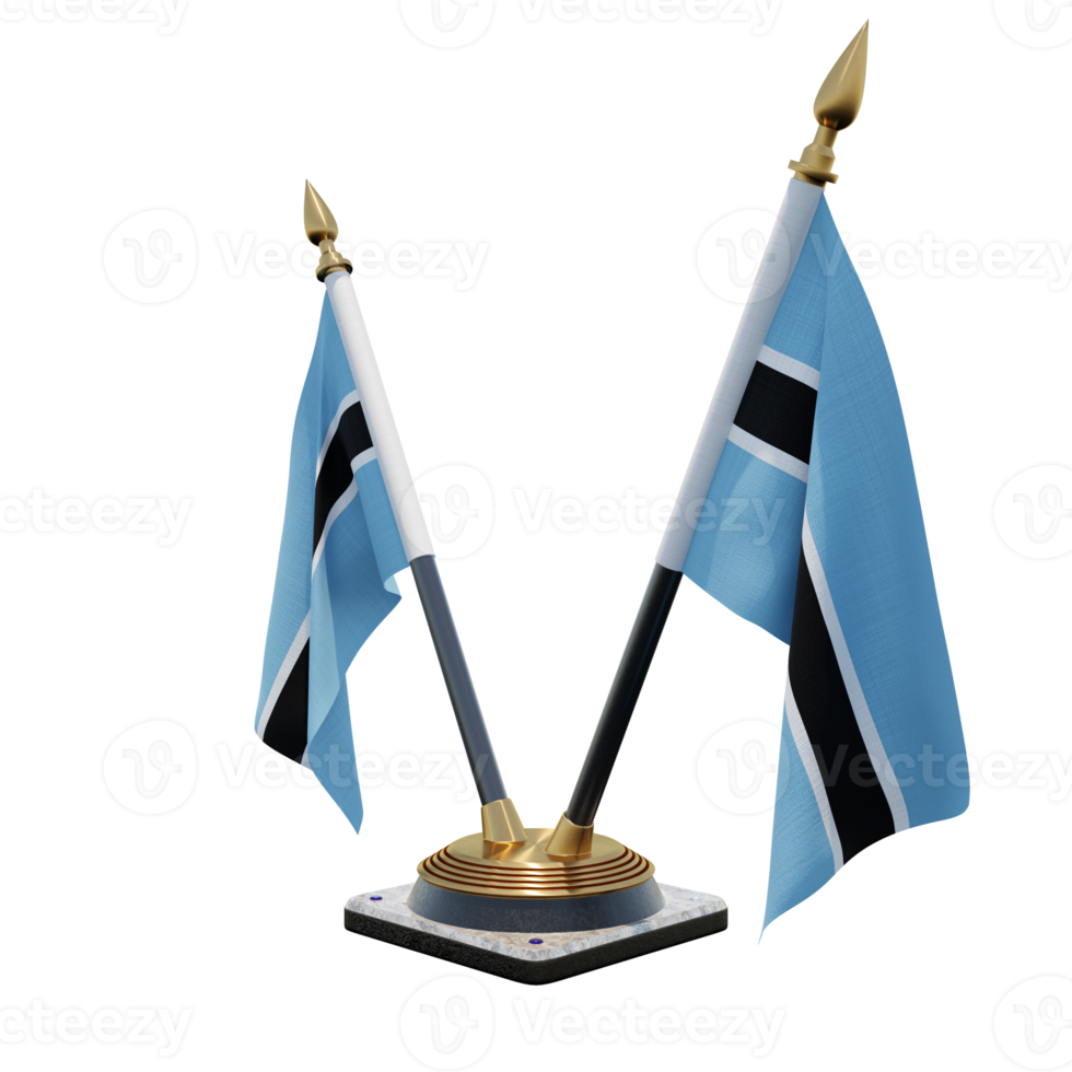 Botswana 3d illustration Double V Desk Flag Stand png