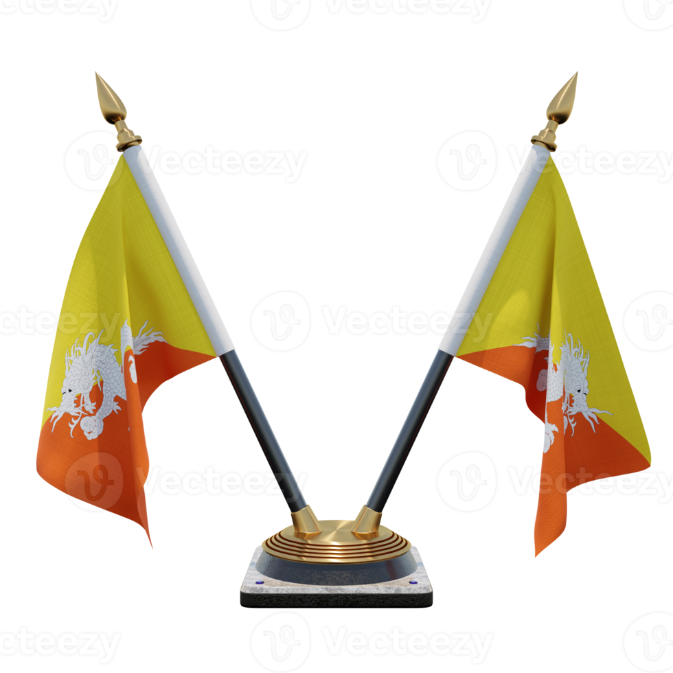 Bhutan 3d illustration Double V Desk Flag Stand png