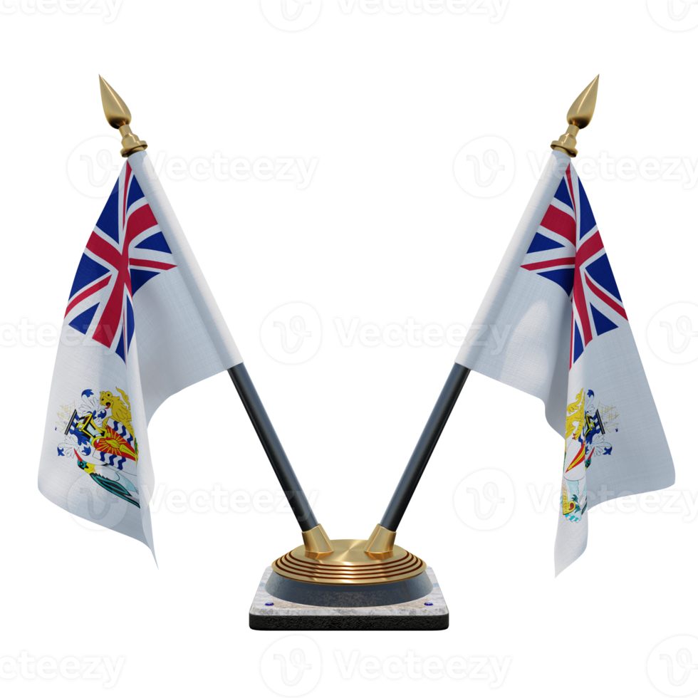 British Antarctic Territory 3d illustration Double V Desk Flag Stand png