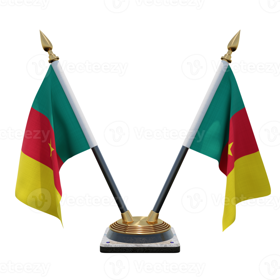 Cameroon 3d illustration Double V Desk Flag Stand png