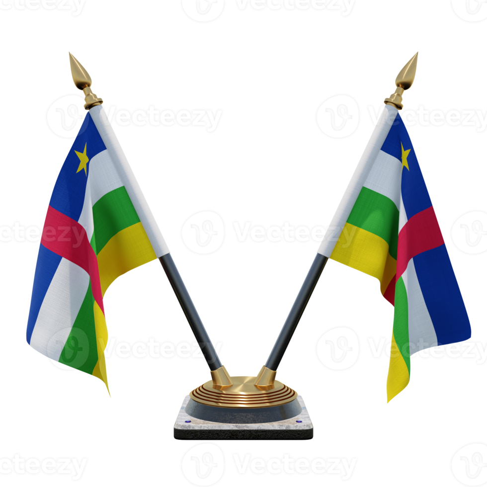 Central African Republic 3d illustration Double V Desk Flag Stand png