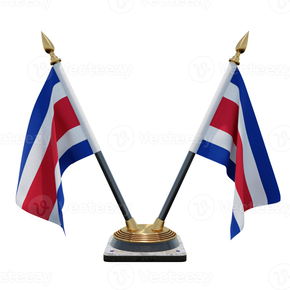 Costa Rica 3d illustration Double V Desk Flag Stand png