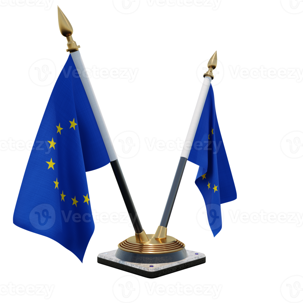 European Union 3d illustration Double V Desk Flag Stand png