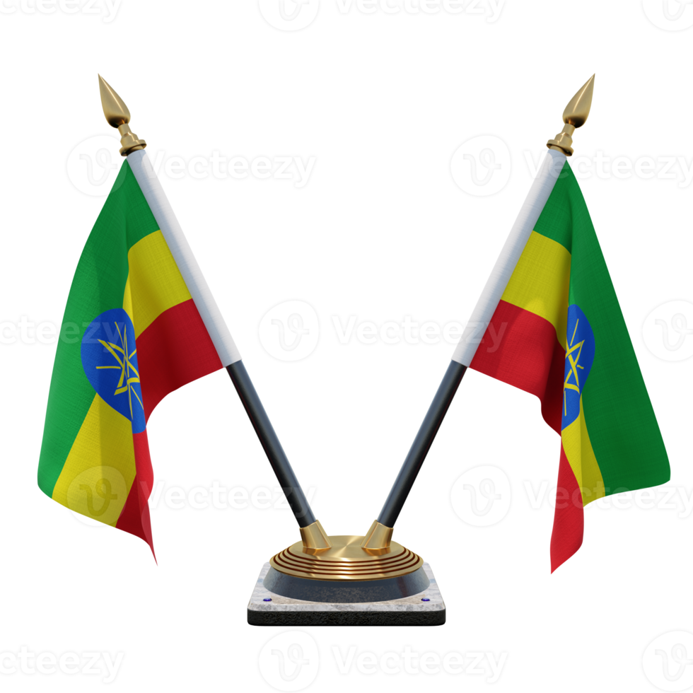 Ethiopia 3d illustration Double V Desk Flag Stand png