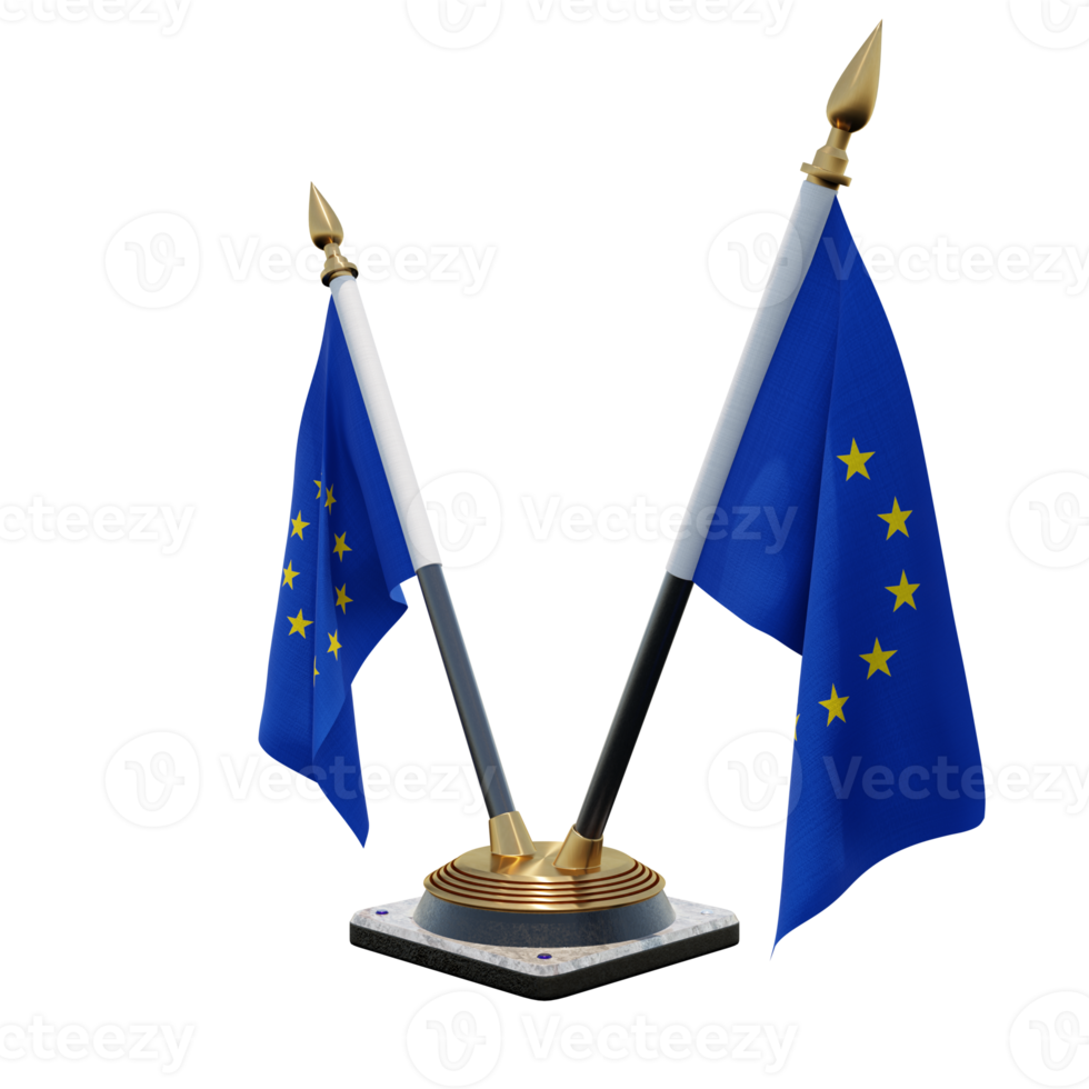 European Union 3d illustration Double V Desk Flag Stand png