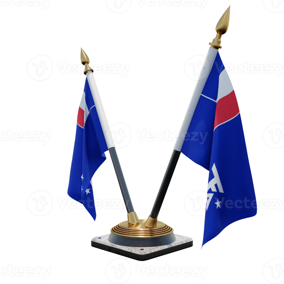 French Southern and Antarctic Lands 3d illustration Double V Desk Flag Stand png