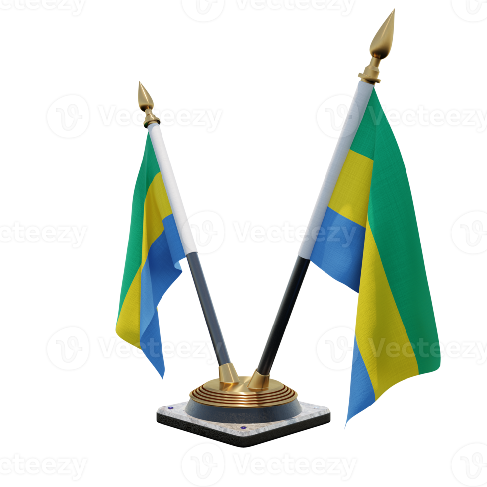 Gabon 3d illustration Double V Desk Flag Stand png