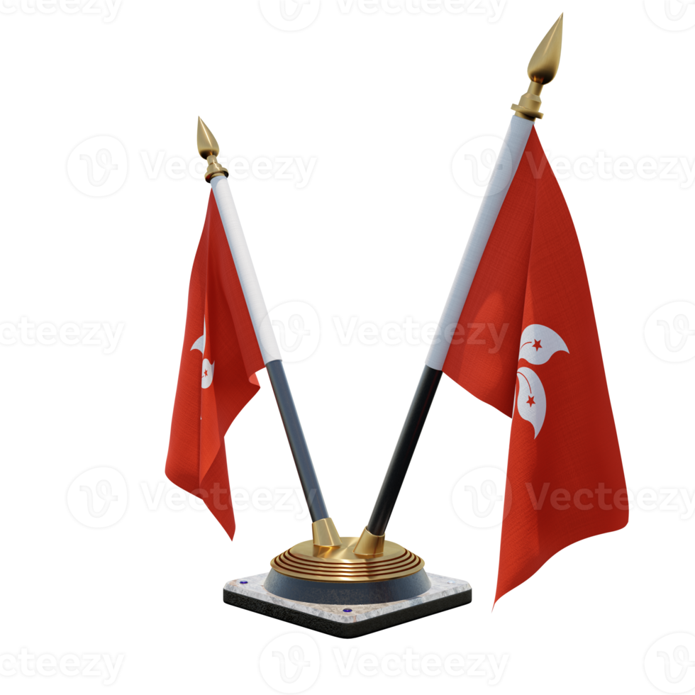 Hong Kong 3d illustration Double V Desk Flag Stand png