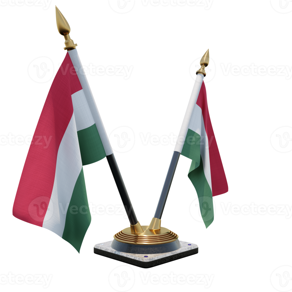 Hungary 3d illustration Double V Desk Flag Stand png