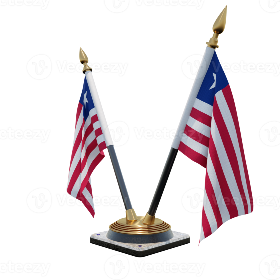 Liberia 3d illustration Double V Desk Flag Stand png
