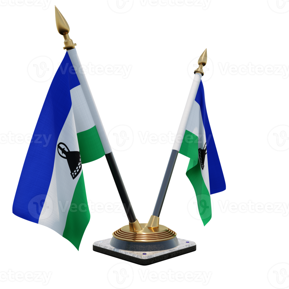 Lesotho 3d illustration Double V Desk Flag Stand png