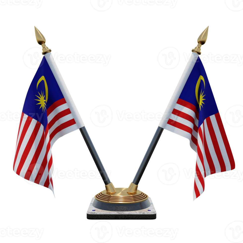 Malaysia 3d illustration Double V Desk Flag Stand png