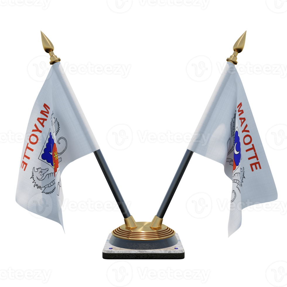 Mayotte 3d illustration Double V Desk Flag Stand png