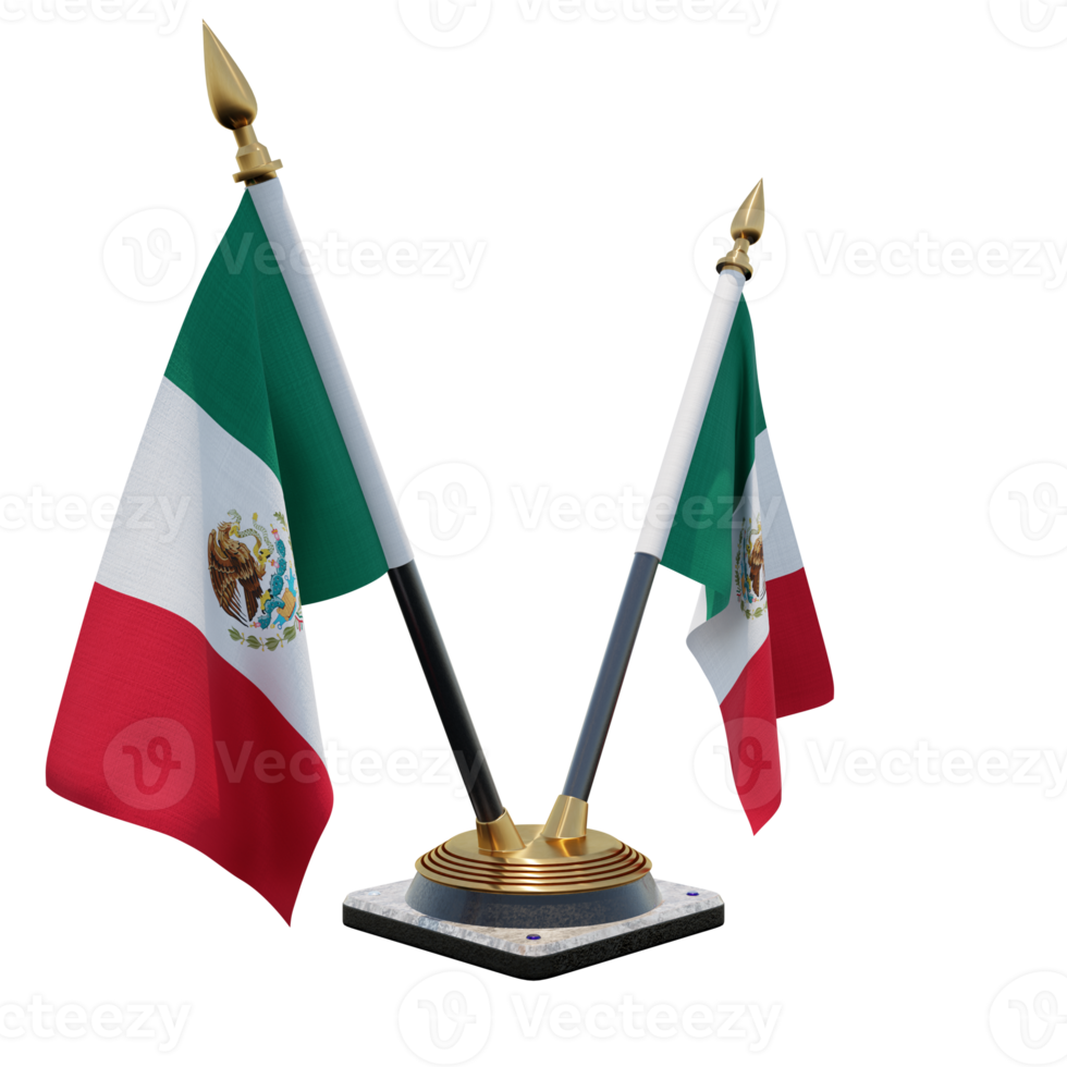 Mexico 3d illustratie dubbele v bureau vlag staan png