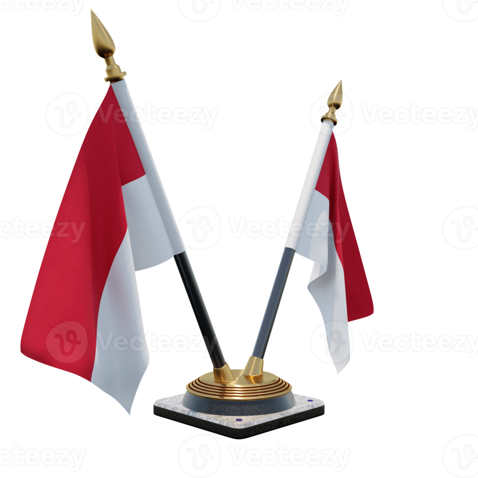 Monaco 3d illustratie dubbele v bureau vlag staan png