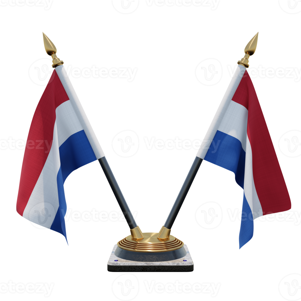 Netherlands 3d illustration Double V Desk Flag Stand png