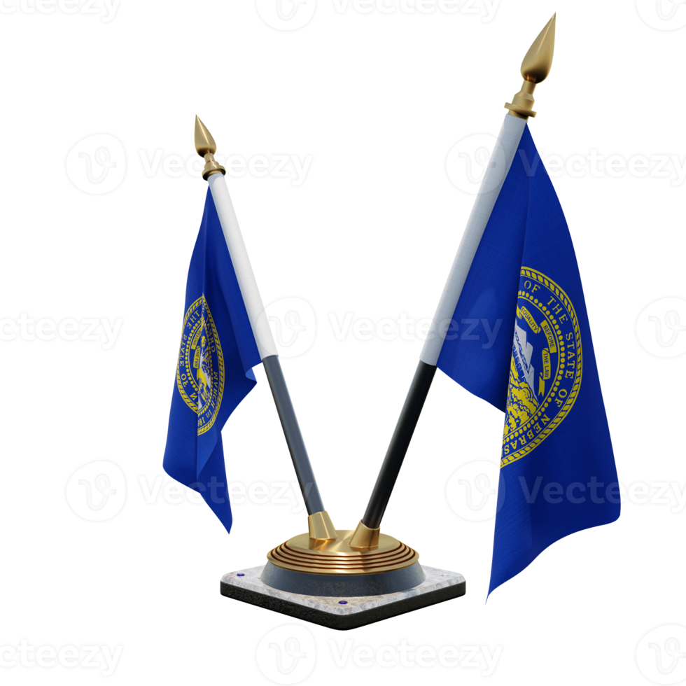 Nebraska 3d illustration Double V Desk Flag Stand png