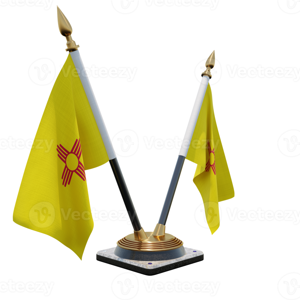 New Mexico 3d illustration Double V Desk Flag Stand png