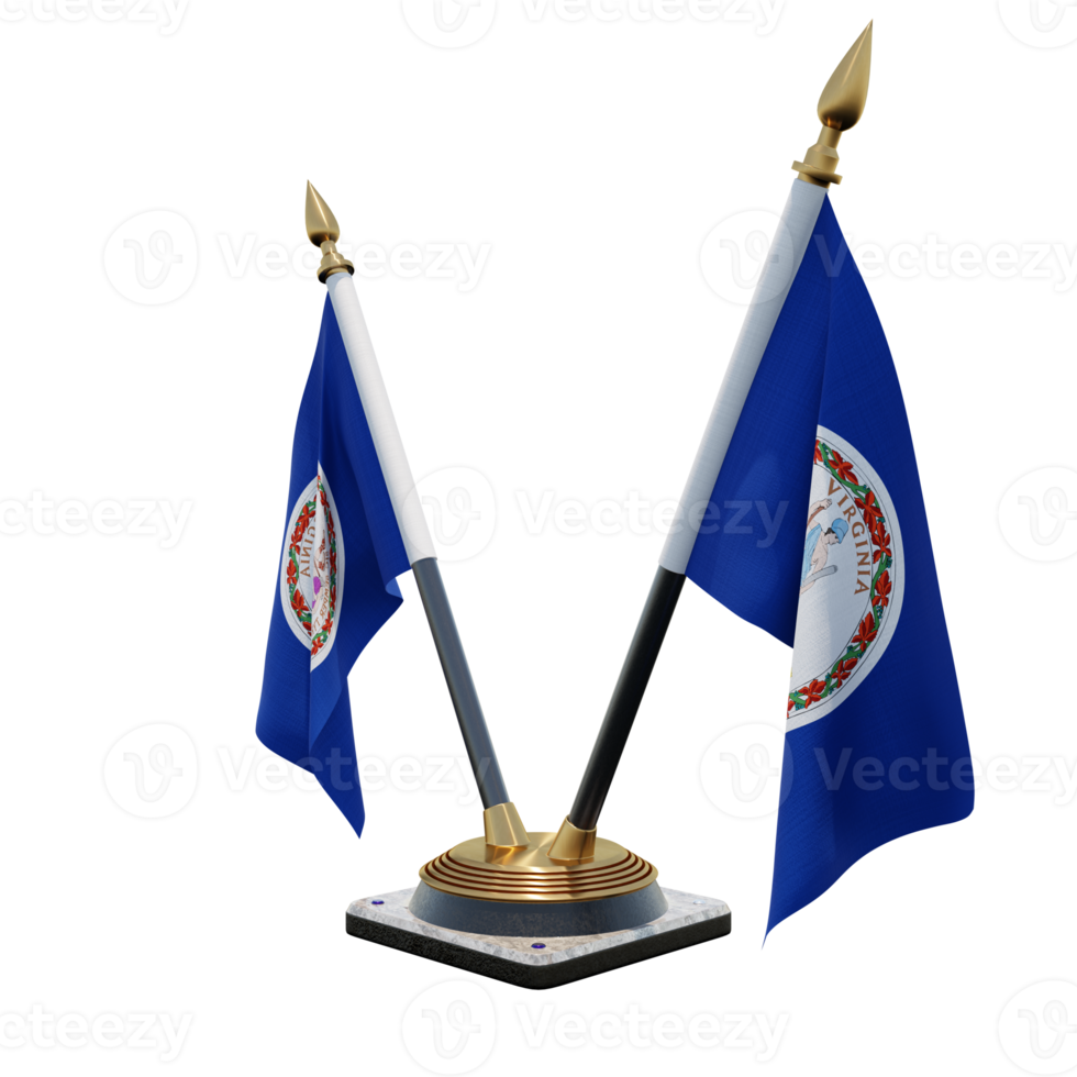suporte de bandeira de mesa dupla v ilustração 3d da virginia png