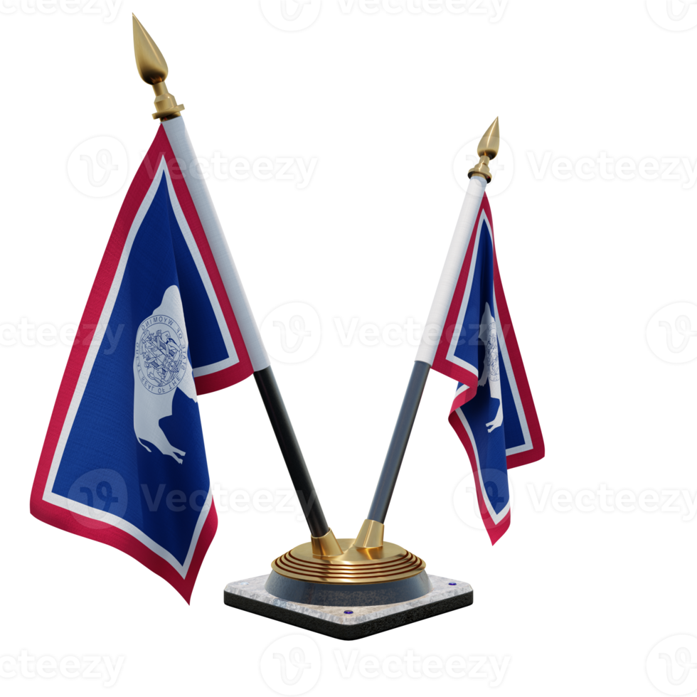 Wyoming 3d illustration Double V Desk Flag Stand png