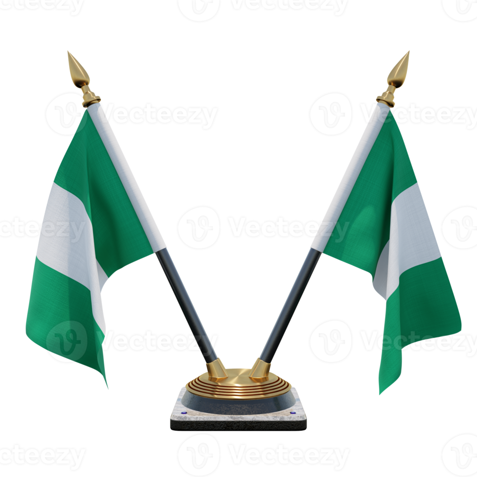 Nigeria 3d illustration Double V Desk Flag Stand png