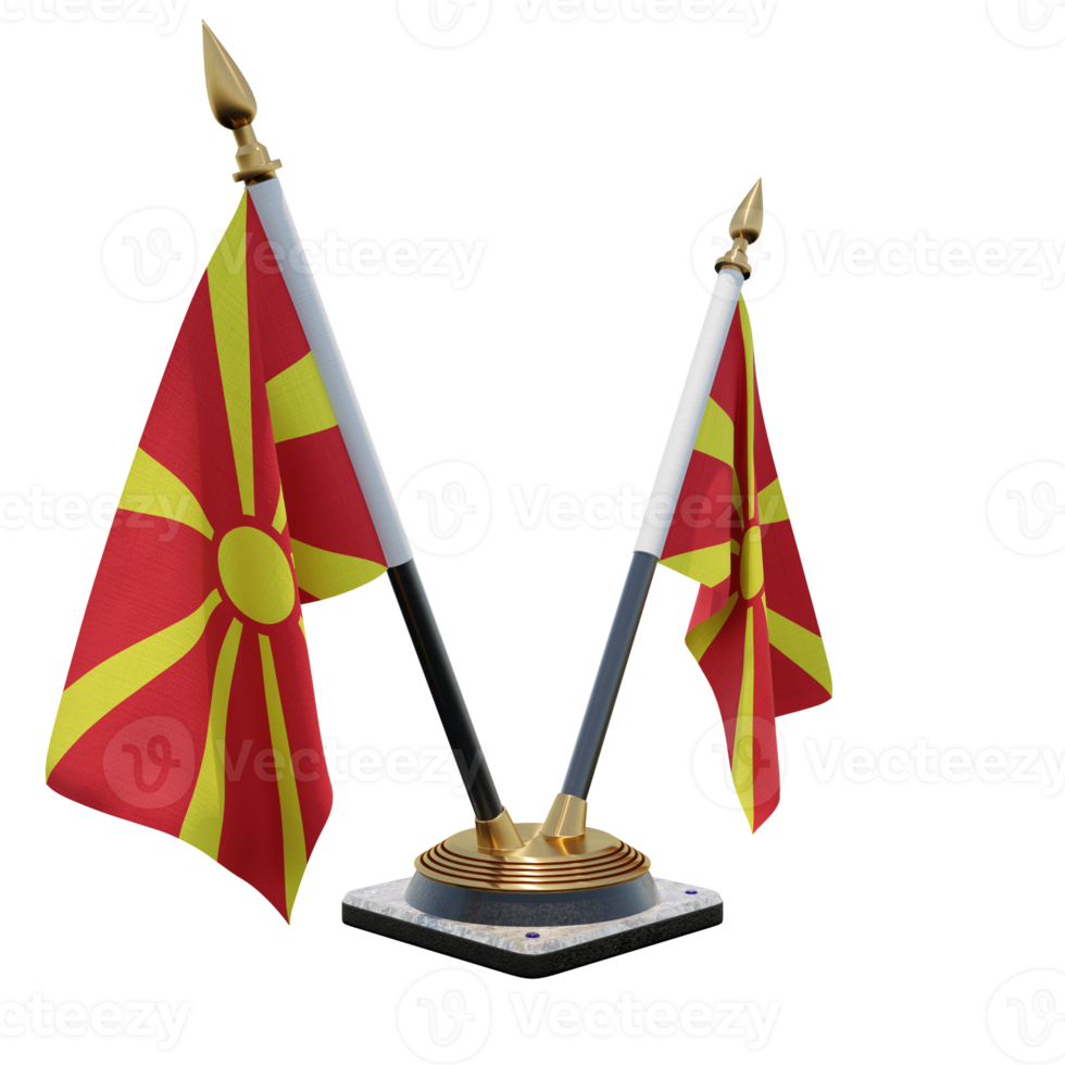 macedonia del norte ilustración 3d soporte de bandera de escritorio doble v png