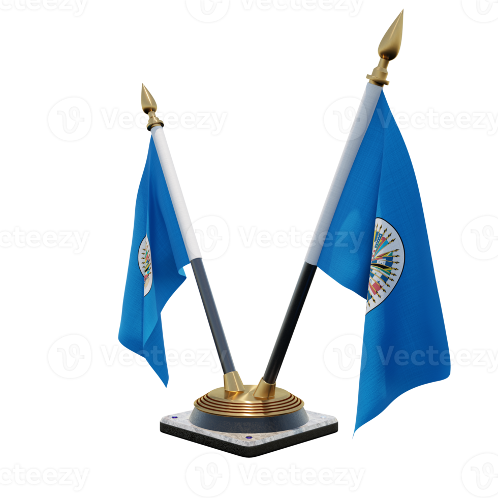 Organization of American States 3d illustration Double V Desk Flag Stand png