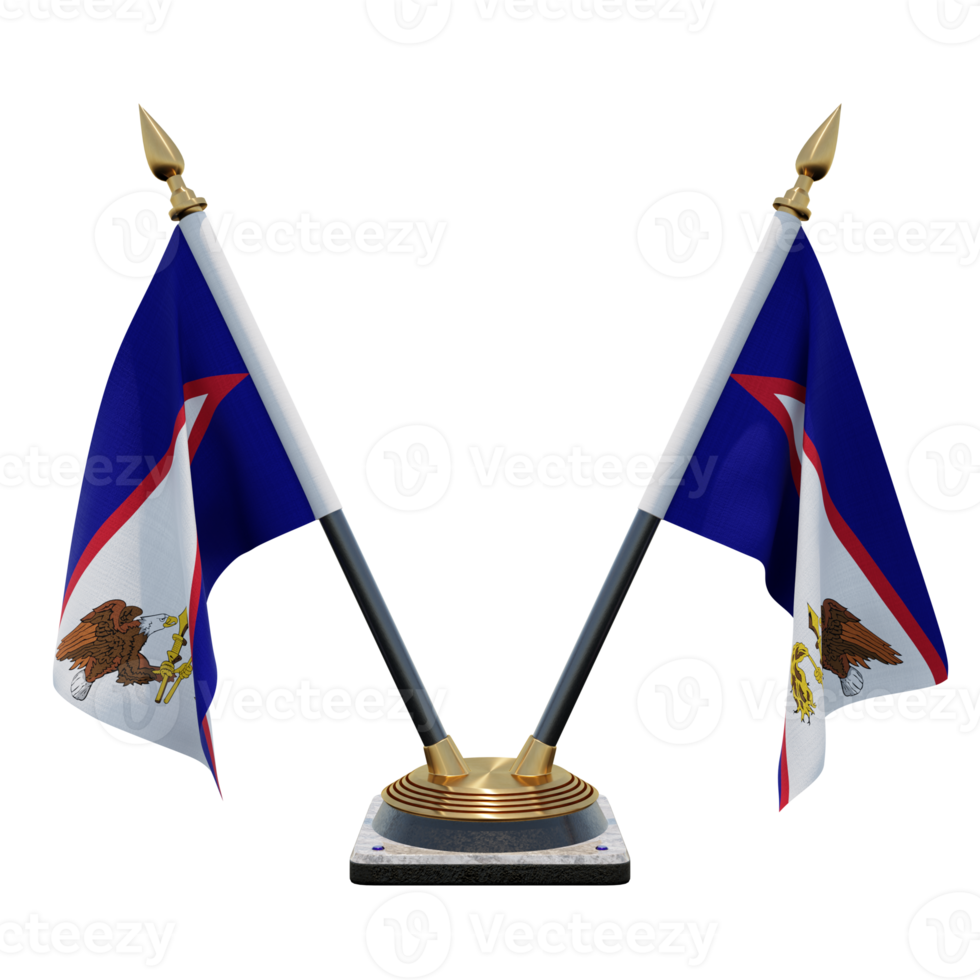 American Samoa 3d illustration Double V Desk Flag Stand png