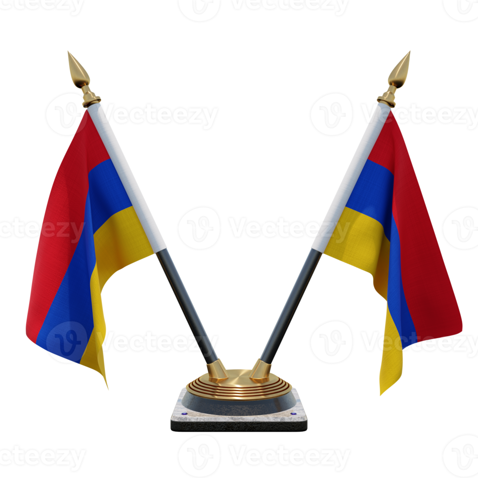 Armenia 3d illustration Double V Desk Flag Stand png