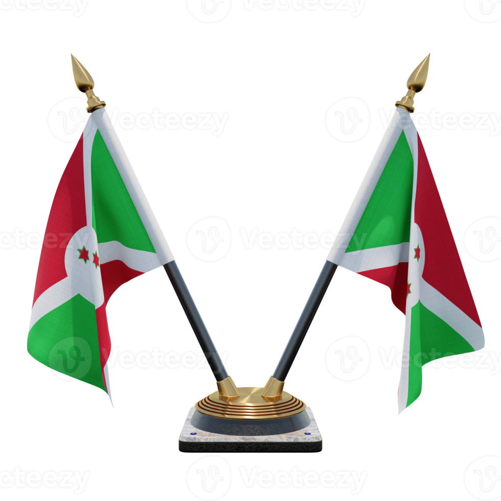 Burundi 3d illustration Double V Desk Flag Stand png