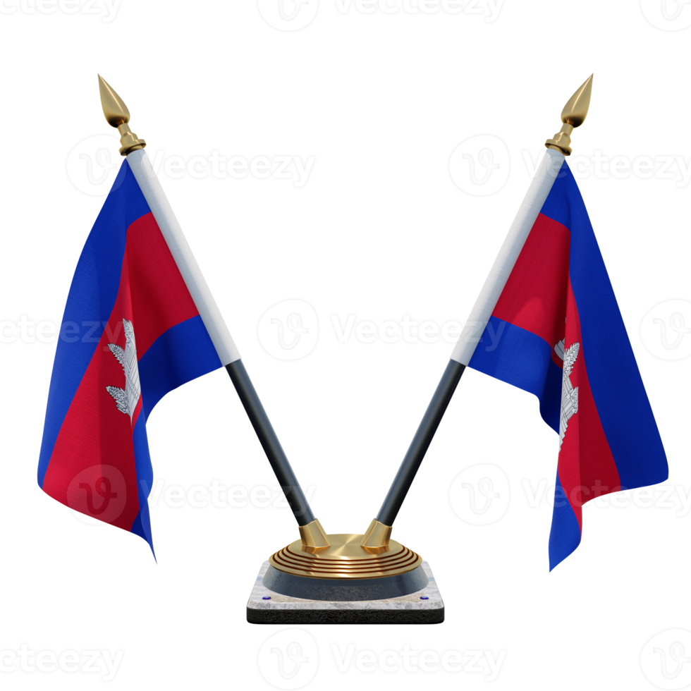 Cambodia 3d illustration Double V Desk Flag Stand png
