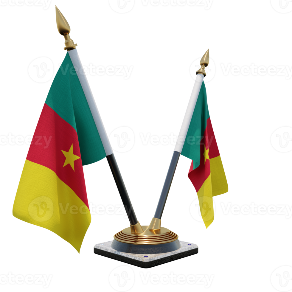 Cameroon 3d illustration Double V Desk Flag Stand png