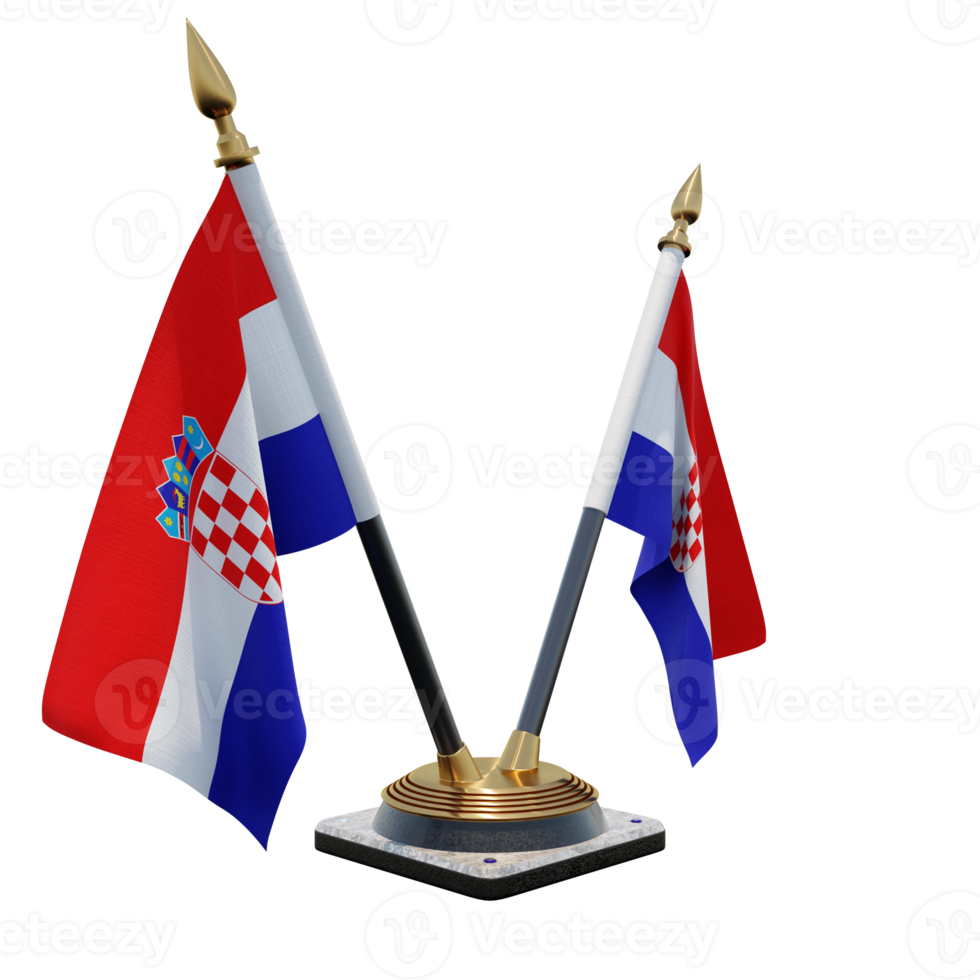 Croatia 3d illustration Double V Desk Flag Stand png