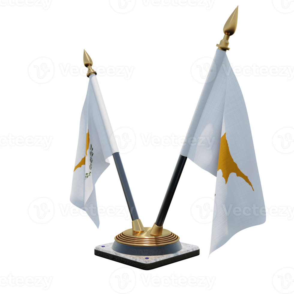 Cyprus 3d illustration Double V Desk Flag Stand png