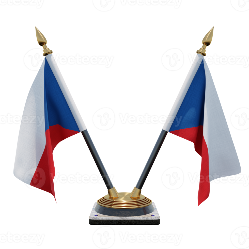 Czech Republic 3d illustration Double V Desk Flag Stand png