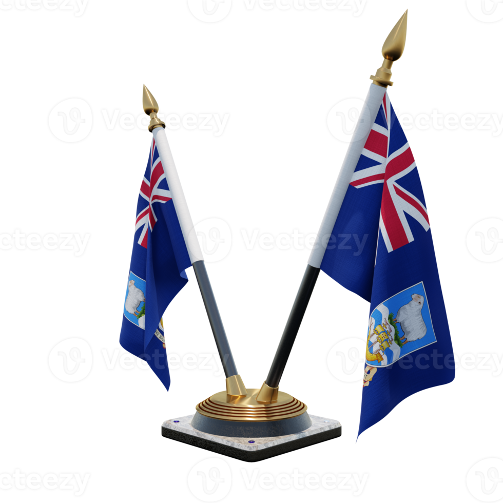 Falkland Islands 3d illustration Double V Desk Flag Stand png