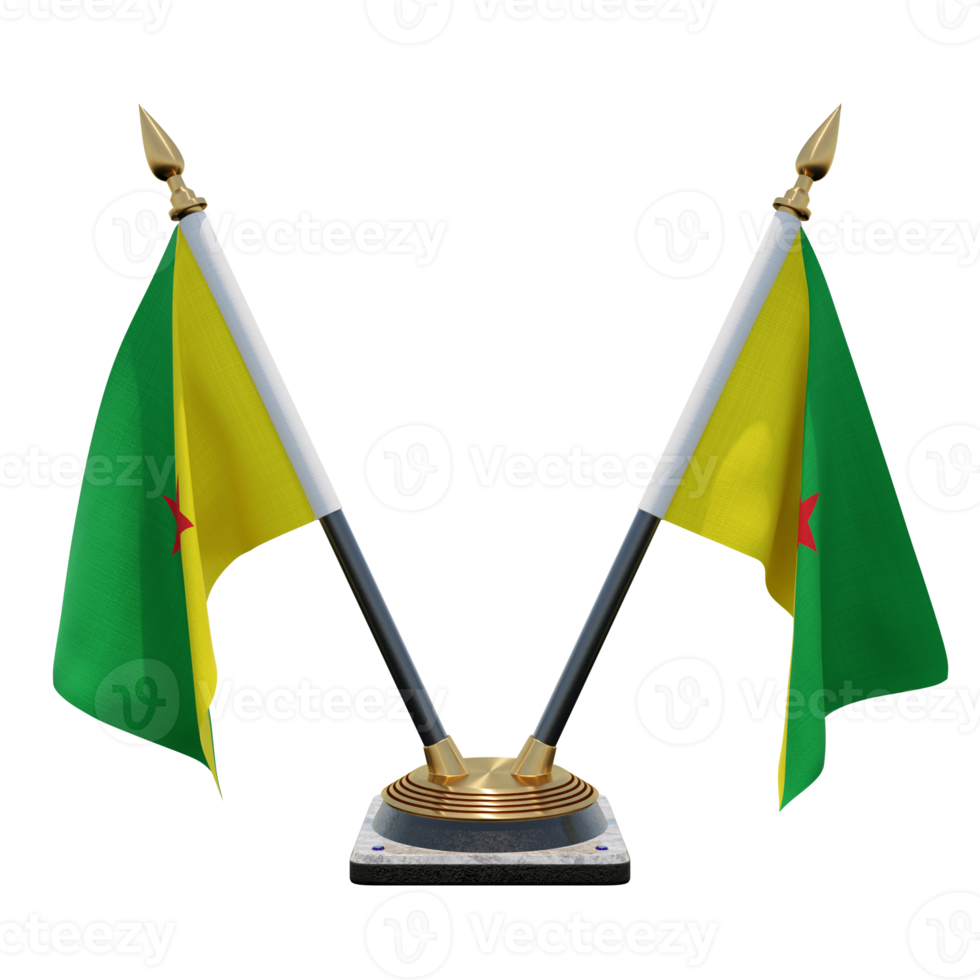 guyane française illustration 3d double v support de drapeau de bureau png