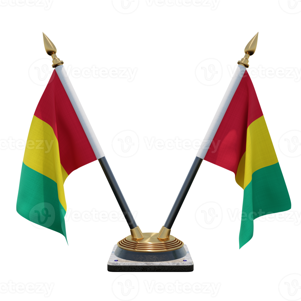 Guinea 3d illustration Double V Desk Flag Stand png