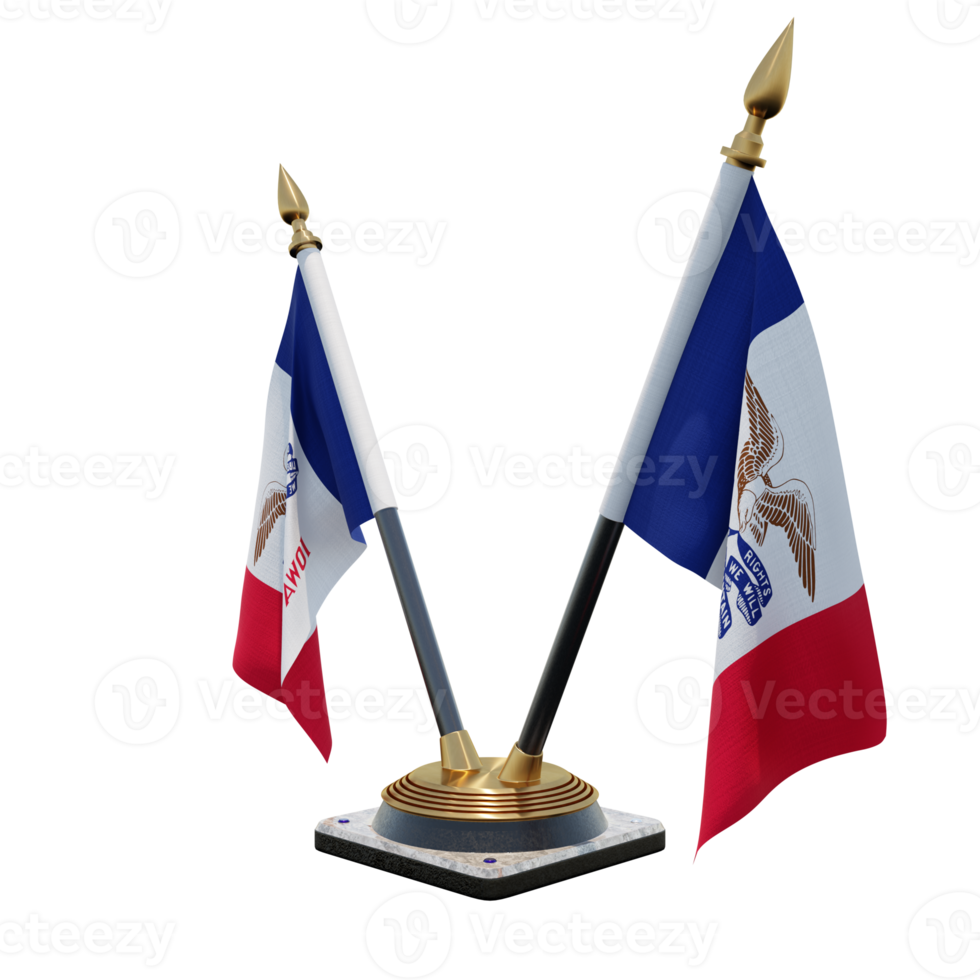 Iowa 3d illustration Double V Desk Flag Stand png