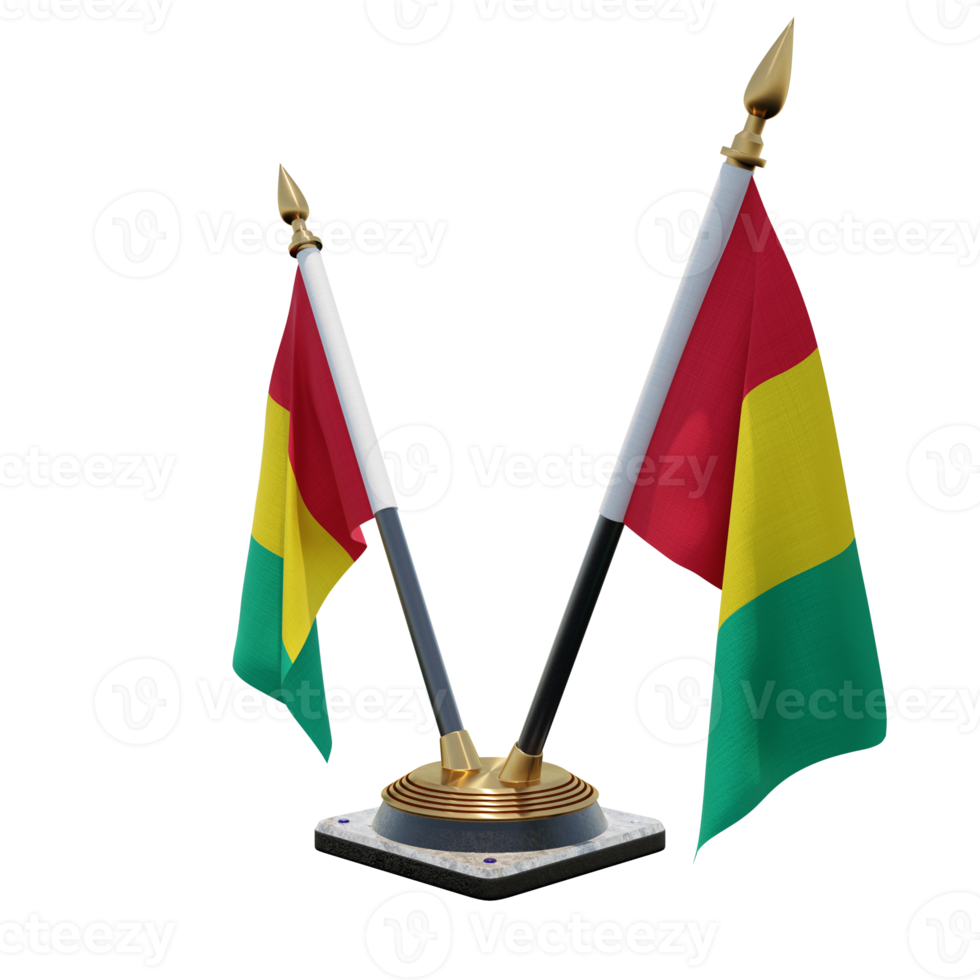 Guinea 3d illustration Double V Desk Flag Stand png
