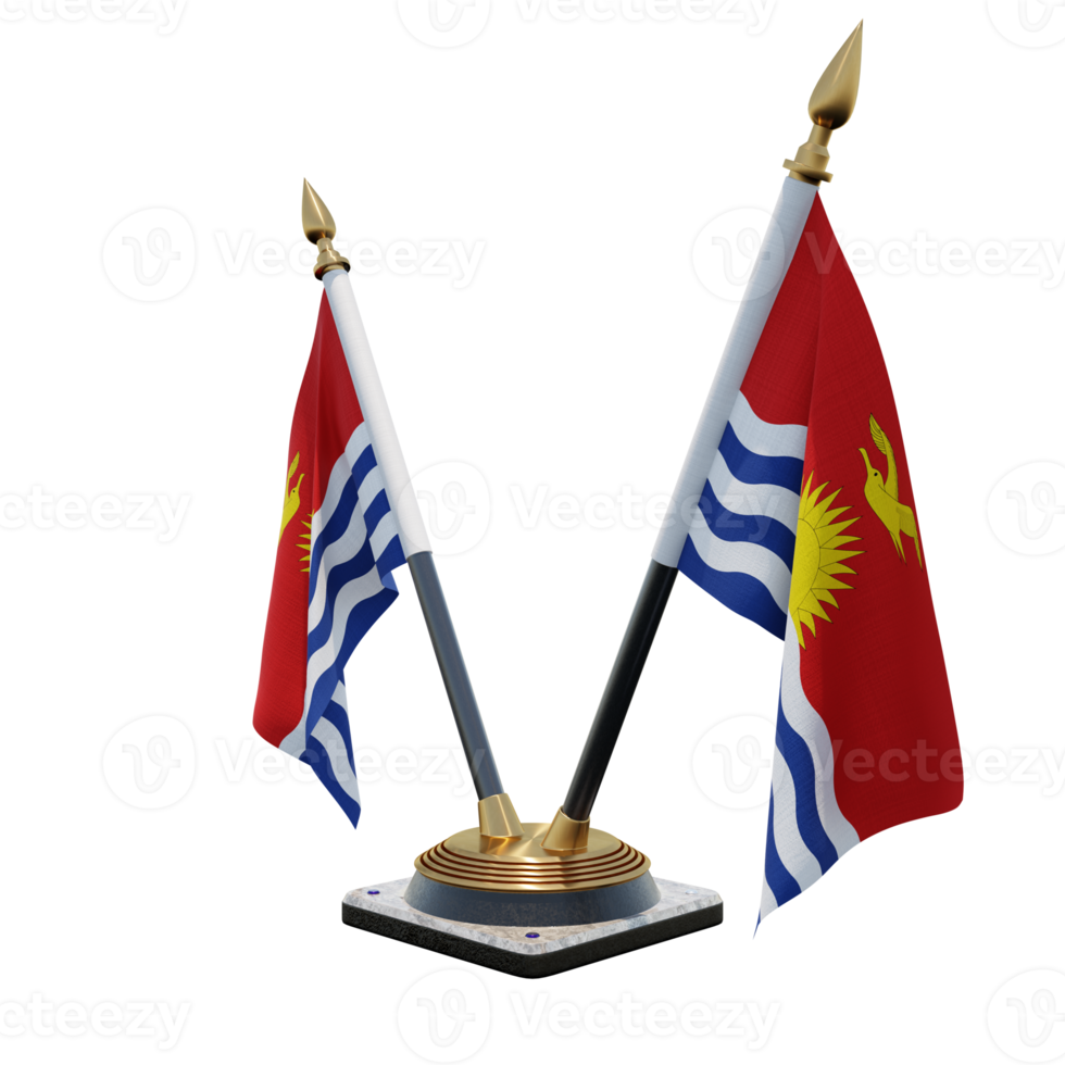Kiribati 3d illustration Double V Desk Flag Stand png
