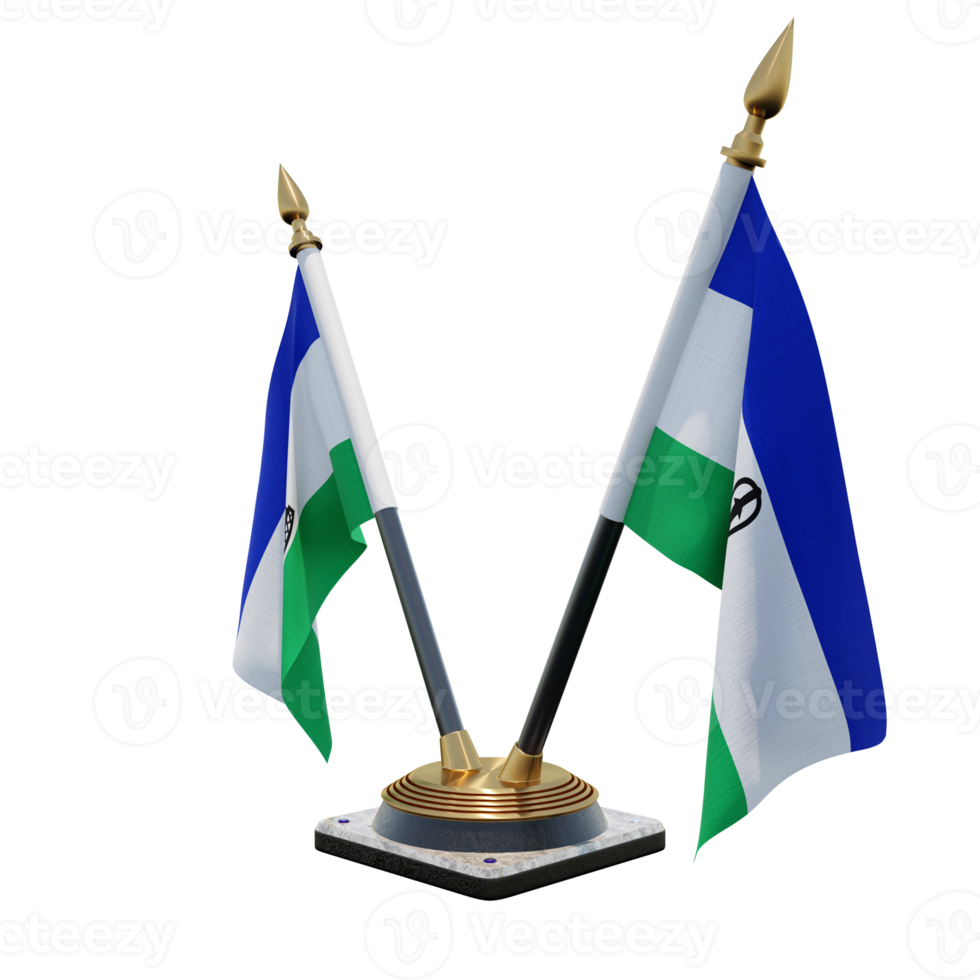 Lesotho 3d illustration Double V Desk Flag Stand png