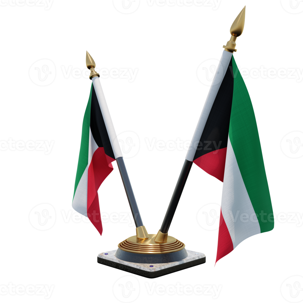 Kuwait 3d illustration Double V Desk Flag Stand png