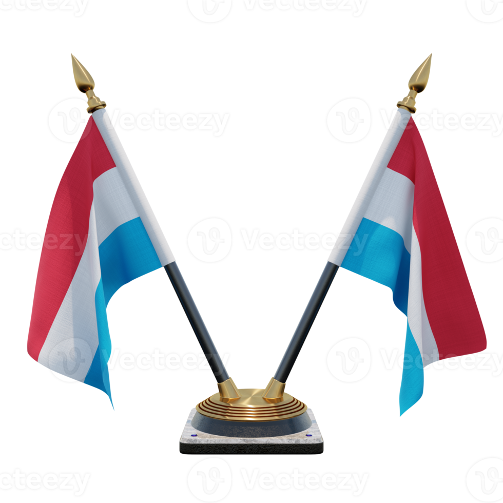 Luxembourg 3d illustration Double V Desk Flag Stand png