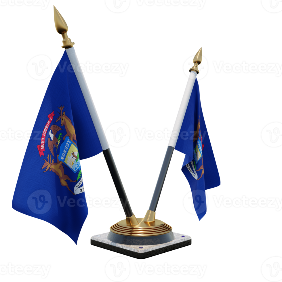 Michigan 3d illustration Double V Desk Flag Stand png