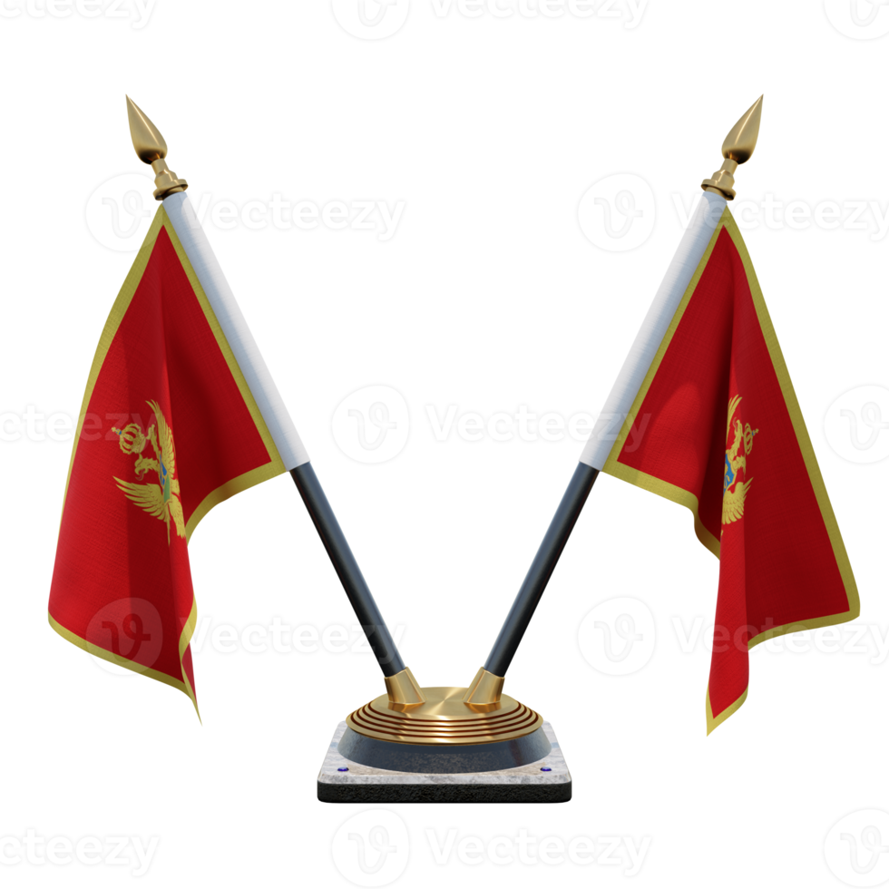 Montenegro 3d illustration Double V Desk Flag Stand png