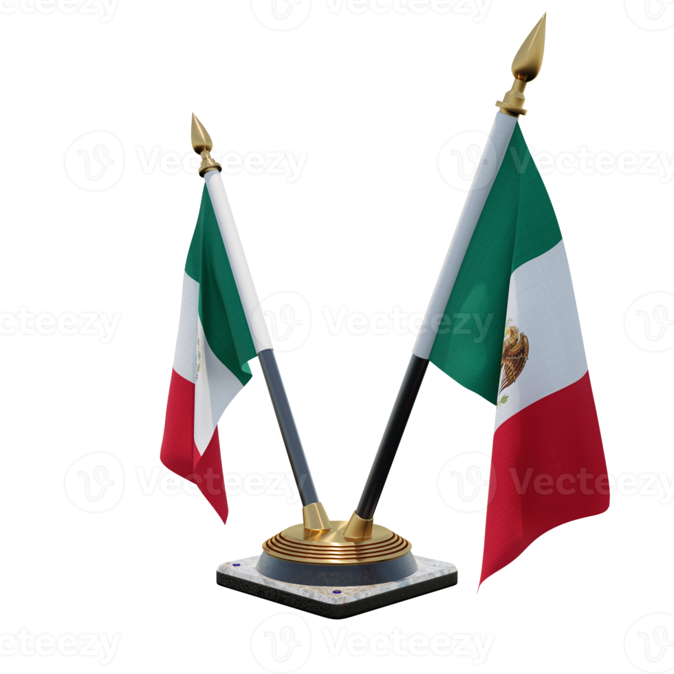 Mexico 3d illustratie dubbele v bureau vlag staan png