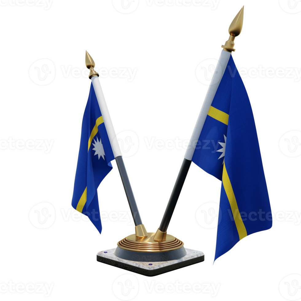 Nauru 3d illustration Double V Desk Flag Stand png