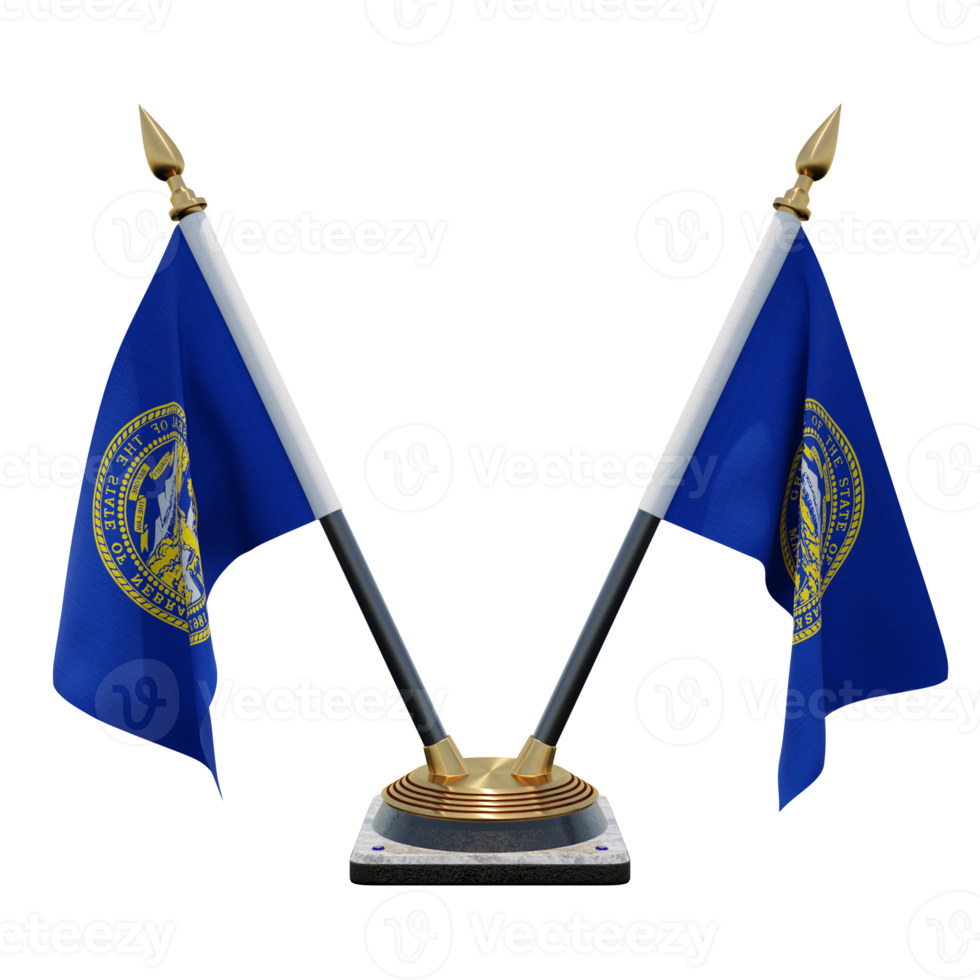 Nebraska 3d illustration Double V Desk Flag Stand png