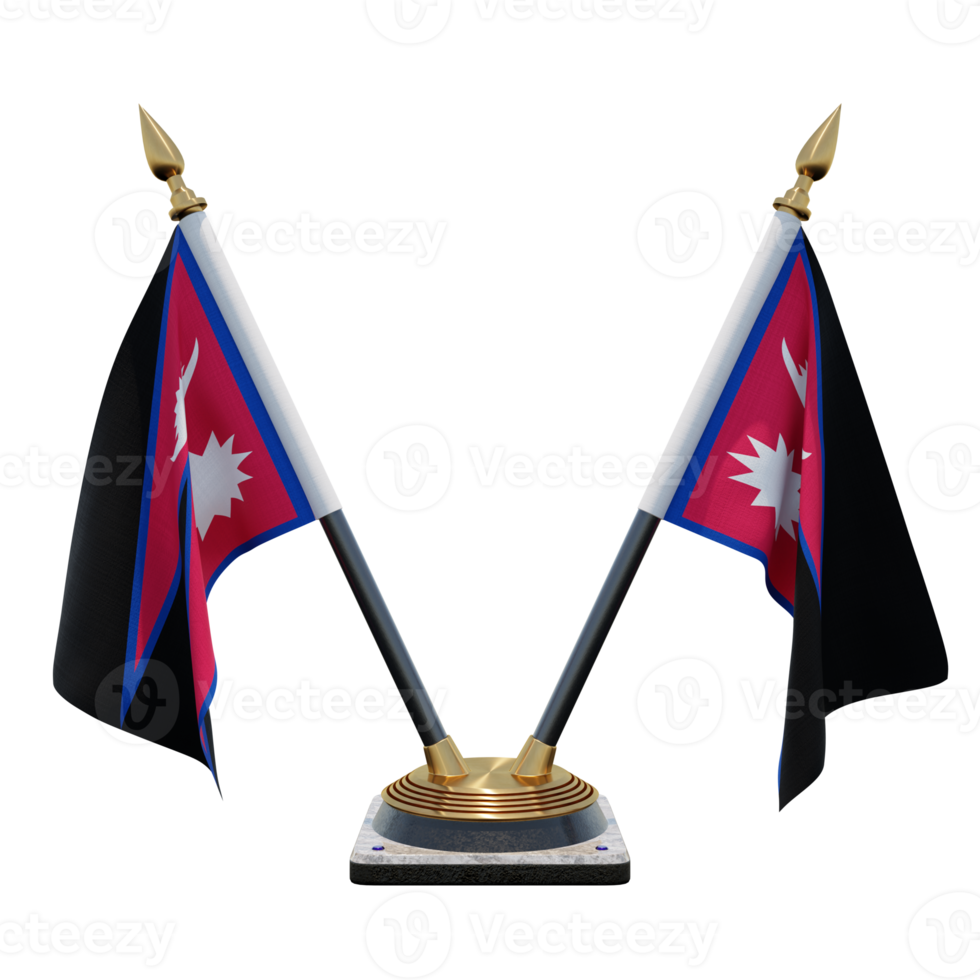 Nepal 3d illustration Double V Desk Flag Stand png